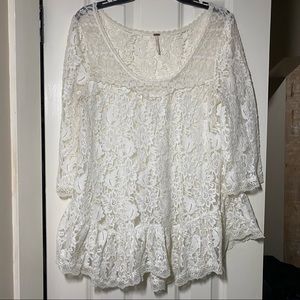 Free People lace peplum top white/light ivory size medium
